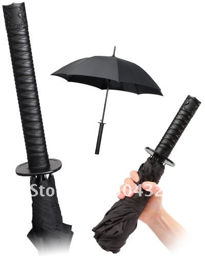 5pcs/lot Free shipping Mini Samurai Sword Black Ninja Folding Umbrella