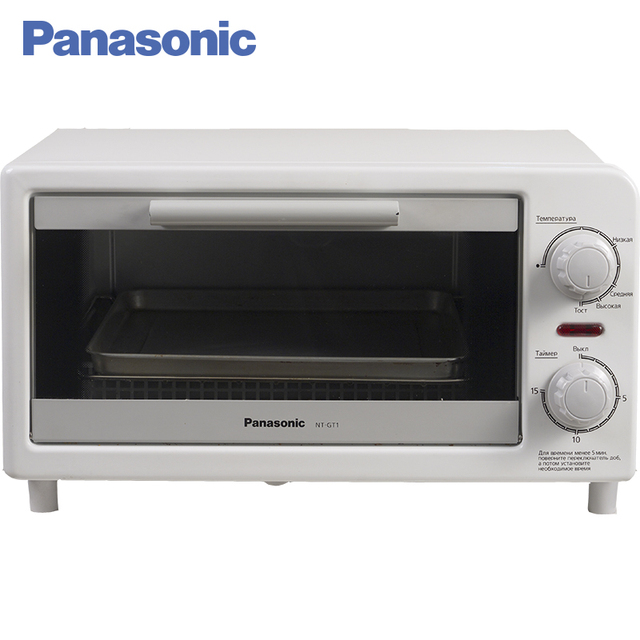 Panasonic NT-GT1WTQ Мини-печь, тостер, 3л, мощность 1090-1310 Вт, регулировка температуры и времени, таймер, двусторонний нагрев, одновременное поджаривание 2 тостов, выдвижной лоток для крошек, звуковой сигнал.