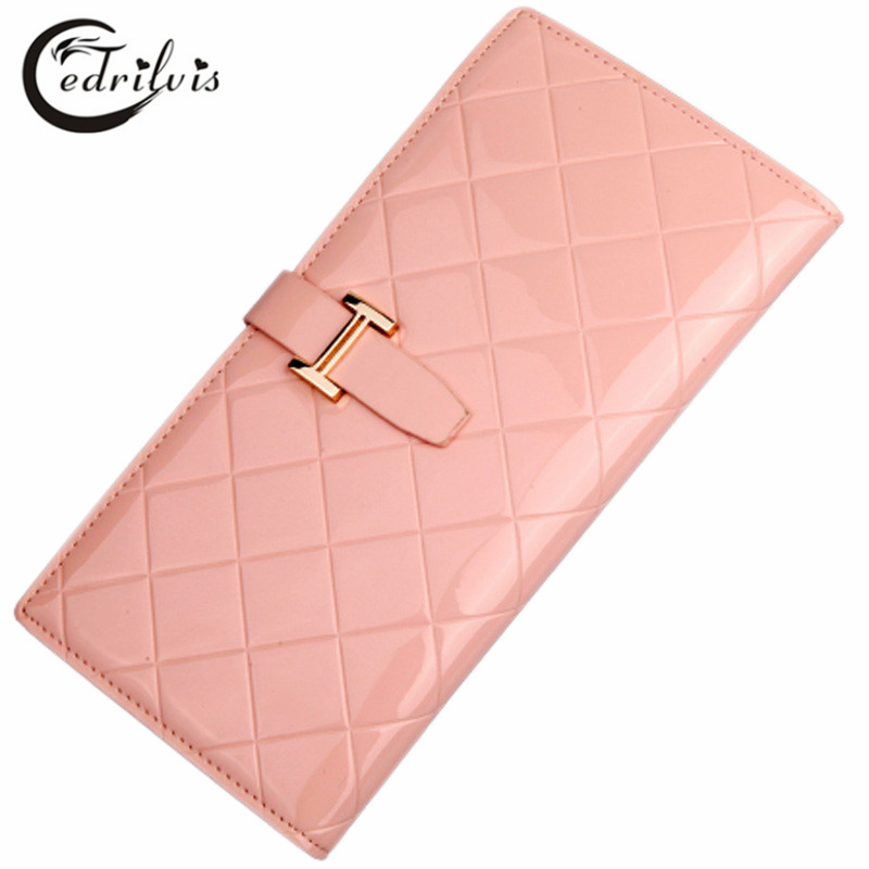 font b Chequer b font Hasp PU Women Wallet W100 New Fashion Multicolor Long Female