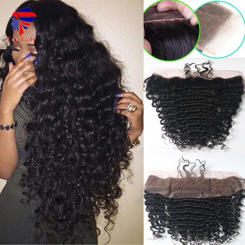 Brazilian Deep Wave Full Lace Frontal Closure 13*4 Virgin Deep Wave Ear To Ear Lace Frontal Closure With Baby Hair Free Shipping