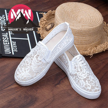 casual Casual Platform Canvas Shoes Woman 2016 Spring Loafers Slip On Fashion lace Ladies Flats comfortable simple hzt19