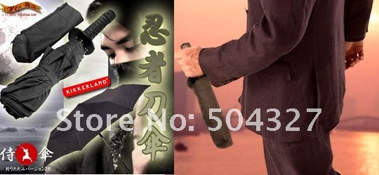 5pcs/lot Free shipping Mini Samurai Sword Black Ninja Folding Umbrella