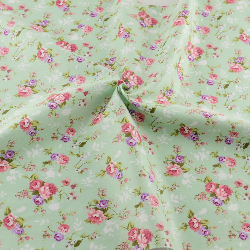 50cmx160cm/piece pretty light green flower cotton fabric home textile tilda patchwork quilting clothing dress sewing bedding