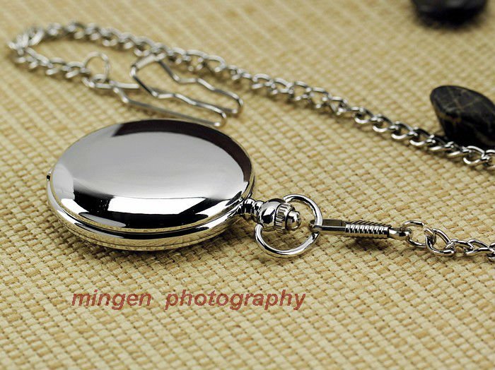 Free shipping,Fashion Leisure necklace Pocket watch,Smooth Round Vintage quartz watch,Silver (S199),watch Paper box packing