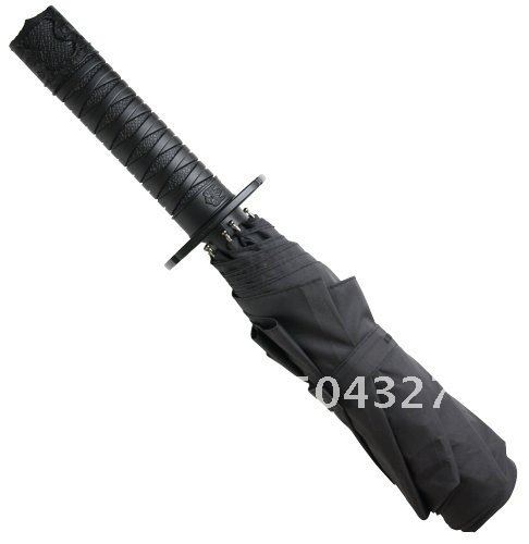 5pcs/lot Free shipping Mini Samurai Sword Black Ninja Folding Umbrella