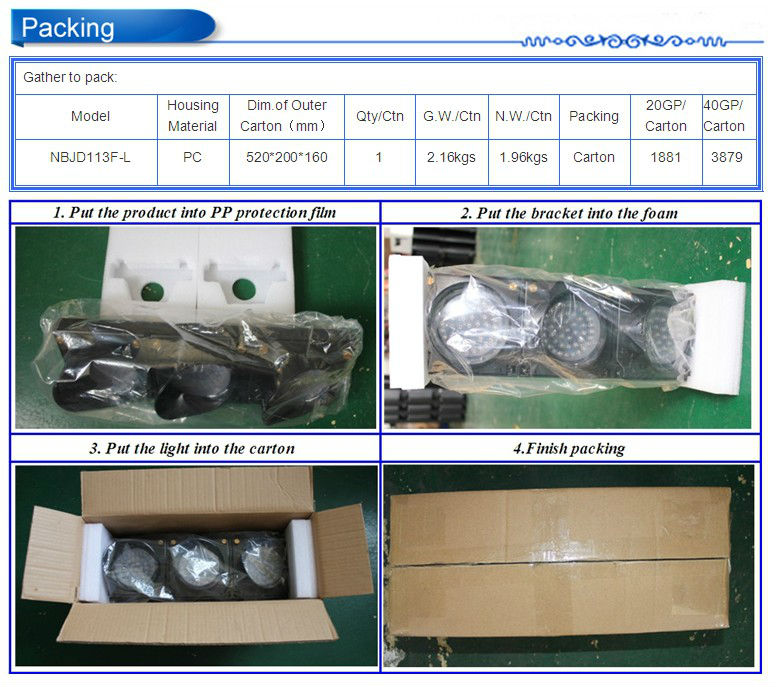 NBJD113F-L 100mm 3lights L bracket packing