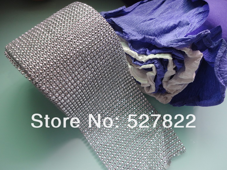 Wholesale -Hot Sell 4.5 10 Yards 24 Row Wedding Decoration Diamond Mesh Roll Rhinestone Ribbon Crystal Wrap FREE SHIPPING1