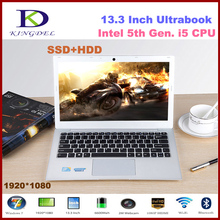 13.3inch i5 5th Gen 5200U laptop computer 1920*1080 HD screen 8GB ram 256GB SSD 1TB HDD USB 3.0 Windows 10 Core i5 notebook